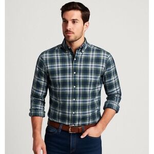 Ralph Lauren Men's Tartan Plaid Button Down Shirt Classic Fit Green XL EUC